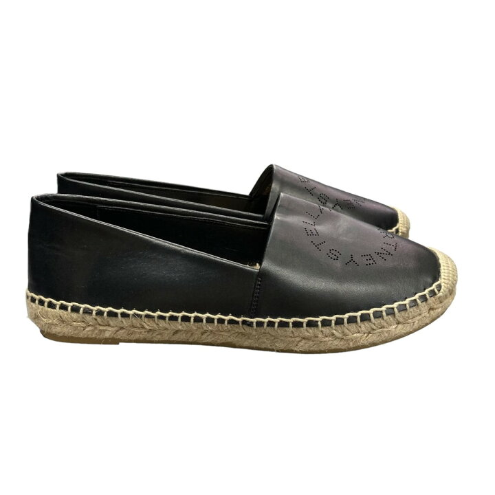 Stella McCartney 黒 レザー エスパドリーユ スリッポン