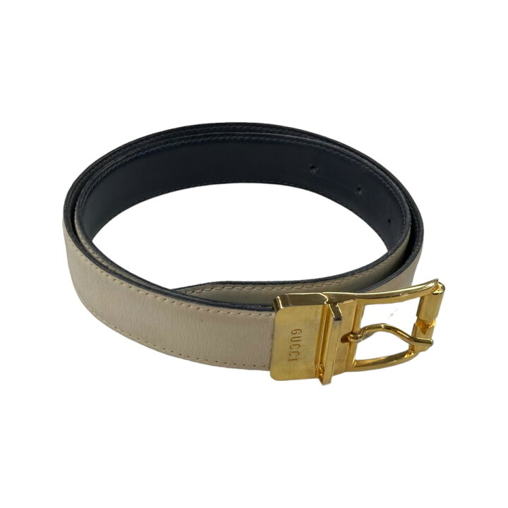 楽天市場】【中古】GUCCI リバーシブルバックルベルト アイボリー 
