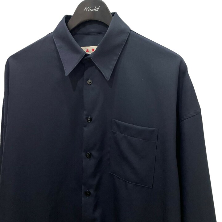 楽天市場】【中古】MARNI ウールトロピカルシャツ ネイビー サイズ：44 