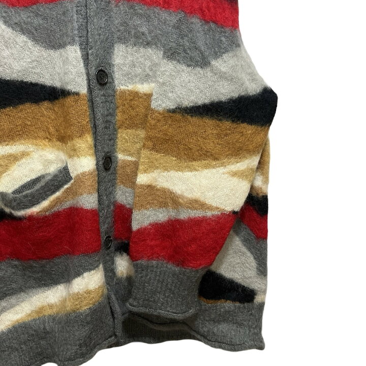 UNDERCOVER アンダーカバーチェック柄フリンジモヘアカーディガン 