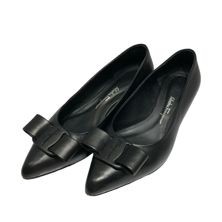 楽天市場】【中古】Salvatore FerragamoVIVA リボンパンプス ブラック 