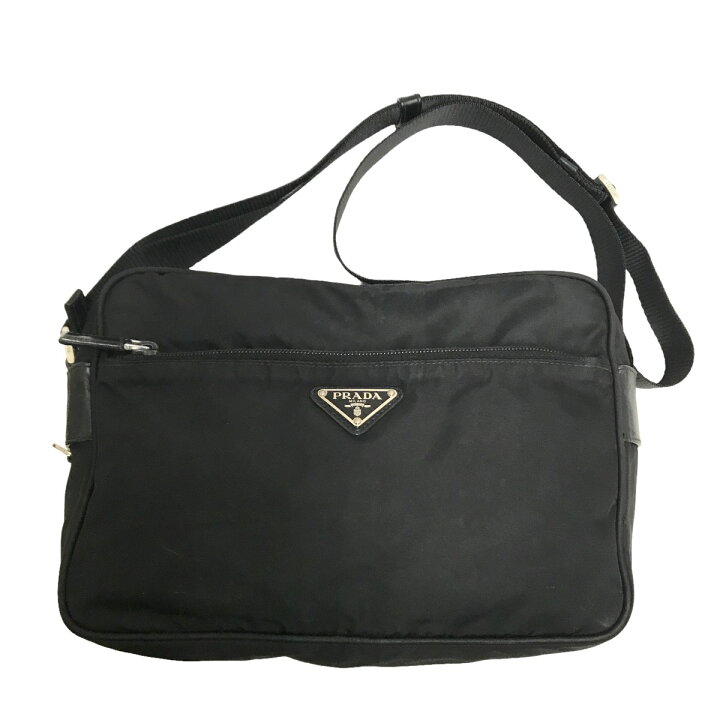 楽天市場】【中古】PRADAロゴプレート ナイロンショルダーバッグ 