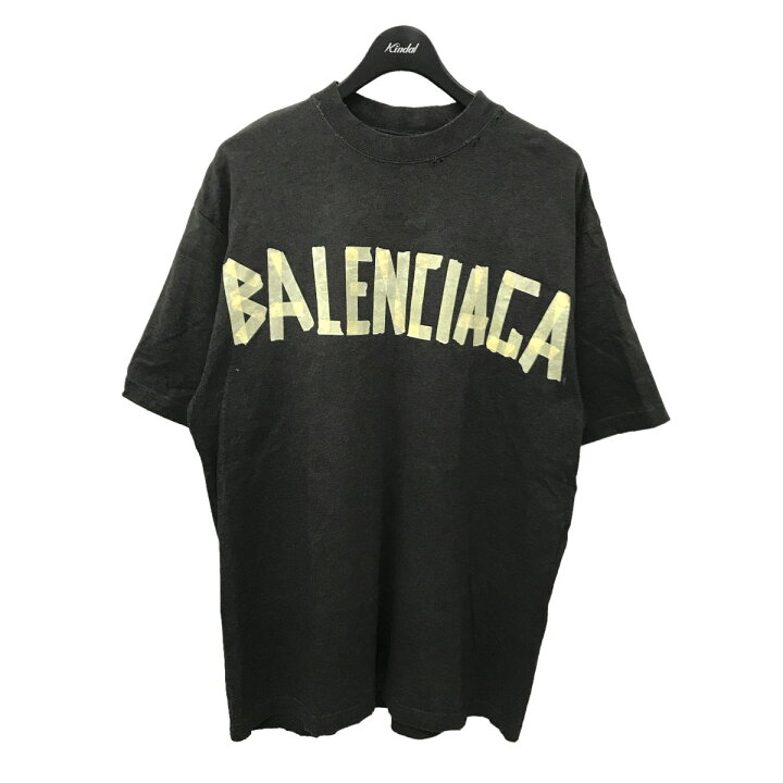 楽天市場】【中古】BALENCIAGA23SS ユーズド加工 テープロゴ Tシャツ 
