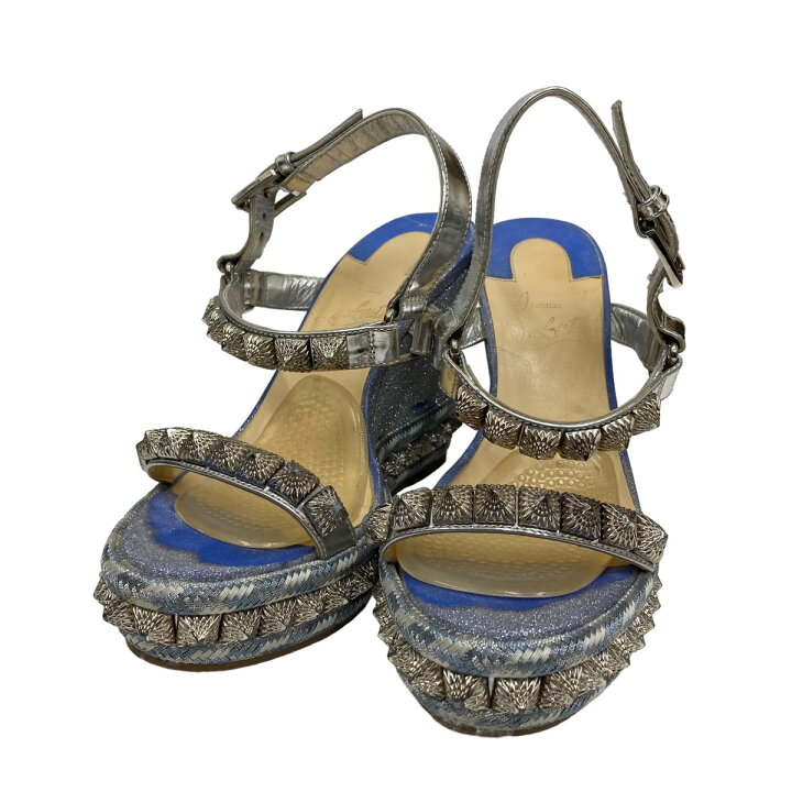 楽天市場】【中古】Christian Louboutin Pyraclou ヒール ブルー 
