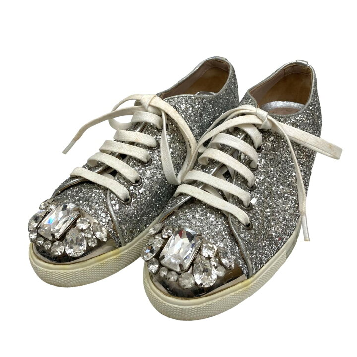 楽天市場】【中古】MIU MIU ビジュー付スニーカー シルバー サイズ：36  