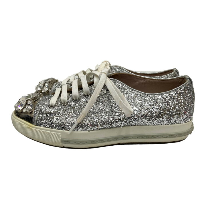 楽天市場】【中古】MIU MIU ビジュー付スニーカー シルバー サイズ：36  