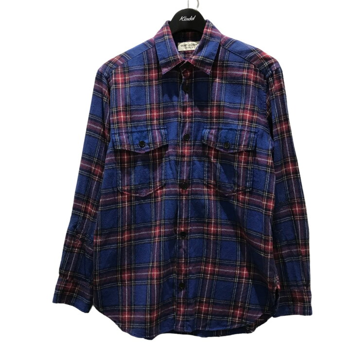 楽天市場】【中古】Saint Laurent Parisチェックシャツ 454898 ブルー 