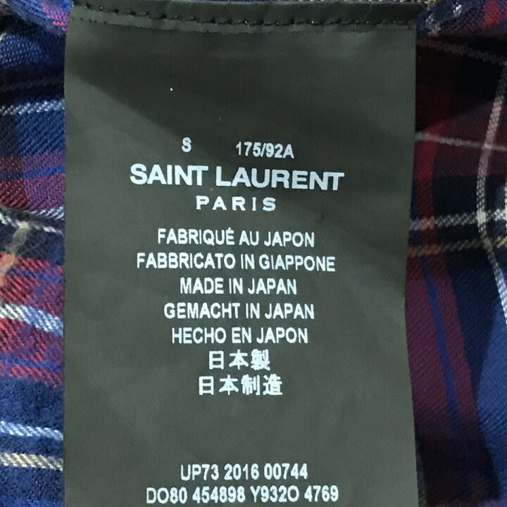 楽天市場】【中古】Saint Laurent Parisチェックシャツ 454898 ブルー 