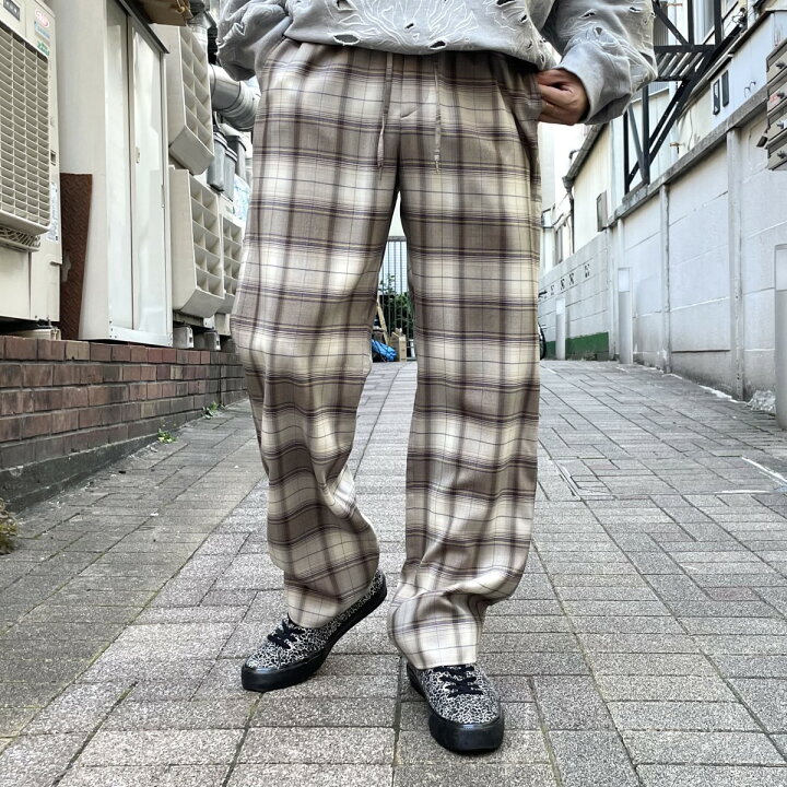 楽天市場】【中古】AURALEE 23AW Super Light Wool Check Easy Slacks 