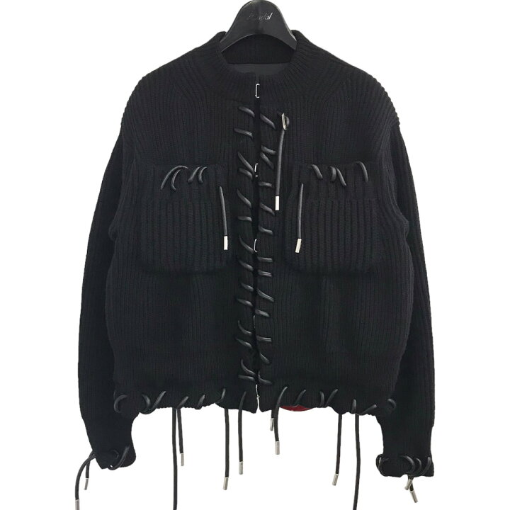 楽天市場】【中古】sacai レザーコードデザインニットジャケット 22  