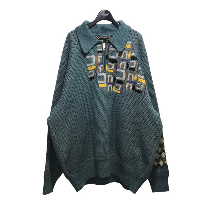楽天市場】【中古】kolor23AW ハーフジップニット 23WCM-N08304 ブルー 