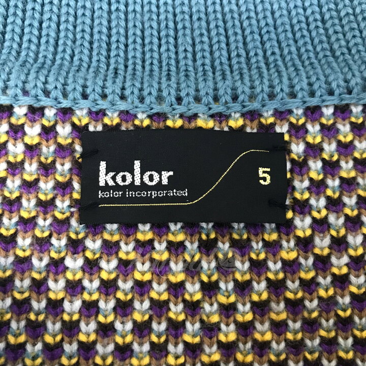 楽天市場】【中古】kolor23AW ハーフジップニット 23WCM-N08304 ブルー 