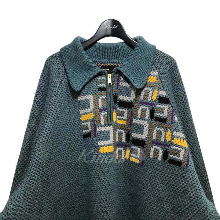 楽天市場】【中古】kolor23AW ハーフジップニット 23WCM-N08304 ブルー 