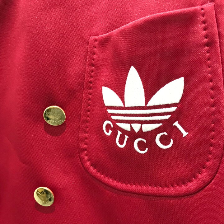 楽天市場】【中古】GUCCI×adidasノーカラージャケット 707683 レッド  