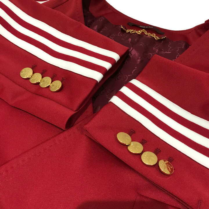 楽天市場】【中古】GUCCI×adidasノーカラージャケット 707683 レッド  