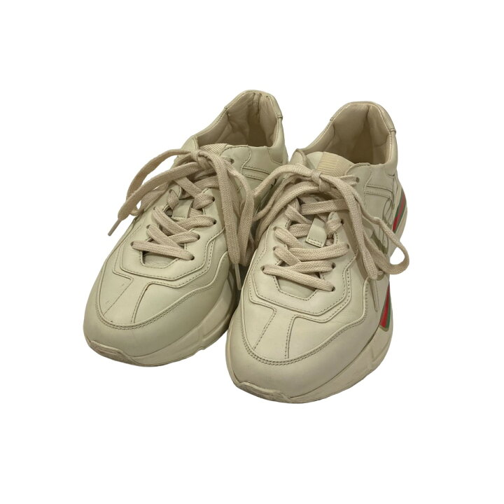楽天市場】【中古】GUCCI ロゴ レザー スニーカー 528892 ベージュ 