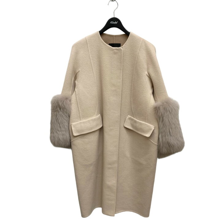 楽天市場】【中古】Drawerウールケヌキファーカフスノーカラーコート  