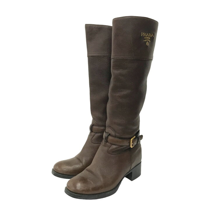 楽天市場】【中古】PRADA ロングブーツ 1W687C ブラウン サイズ：37 1 