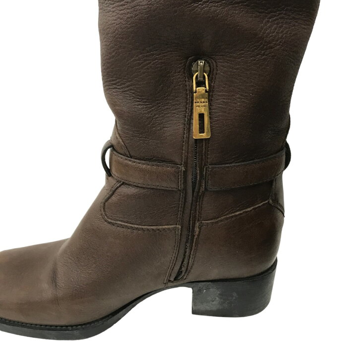 楽天市場】【中古】PRADA ロングブーツ 1W687C ブラウン サイズ：37 1 