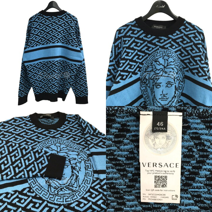 楽天市場】【中古】VERSACEメデューサ柄ニット 1003621 1A02495 ブルー 