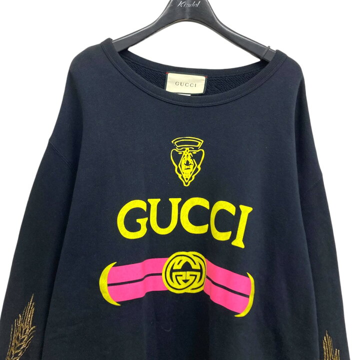 楽天市場】【中古】GUCCIアームビース刺繍ロゴスウェット ブラック 