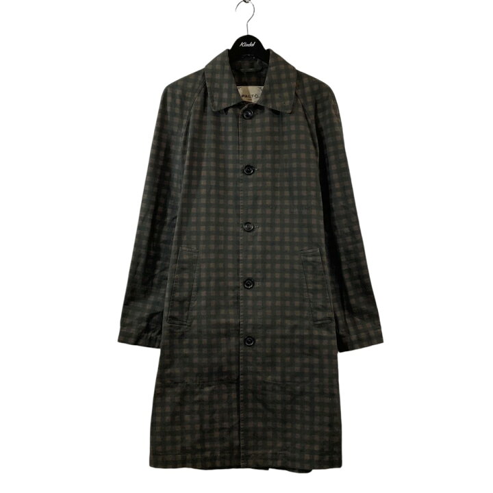 楽天市場】【中古】palto チェック ロングコート オリーブ×ブラウン  