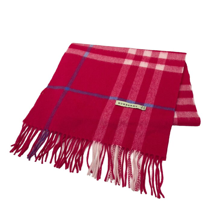 楽天市場】【中古】BURBERRY カシミヤチェックマフラー 3743551 ピンク 
