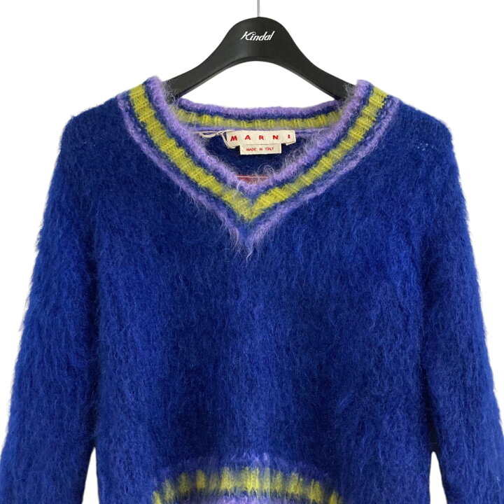 楽天市場】【中古】MARNIモヘヤニットセーター ブルー×マルチカラー 