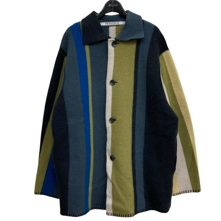 楽天市場】【中古】PERVERZE ブランケットコート グレー×グリーン  
