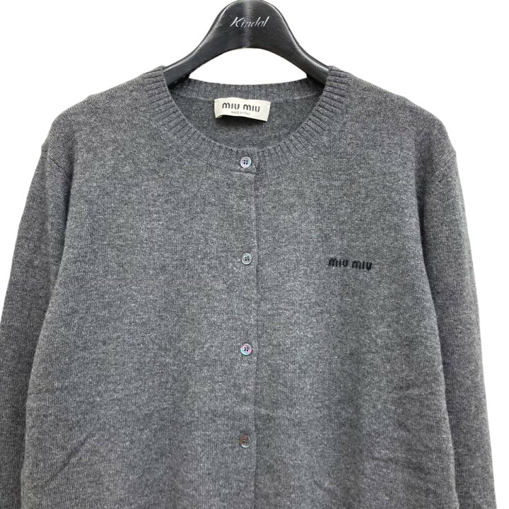 楽天市場】【中古】MIU MIU クルーネックカーディガン グレー サイズ  
