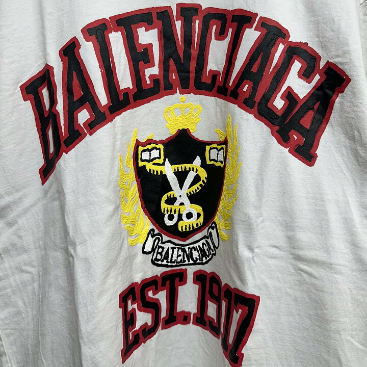 BALENCIAGA バレンシアガ 23SS カレッジロゴペイントTシャツ ダメージ 