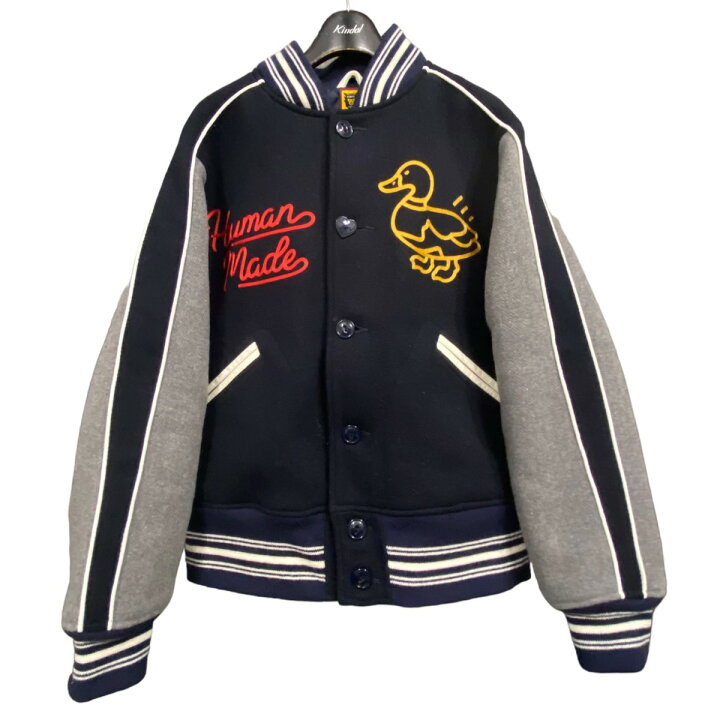楽天市場】【中古】HUMAN MADE バーシティジャケット ネイビー×グレー 