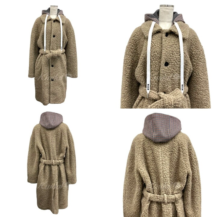 楽天市場】【中古】MSGMフーデッドボアコート ベージュ サイズ：44 