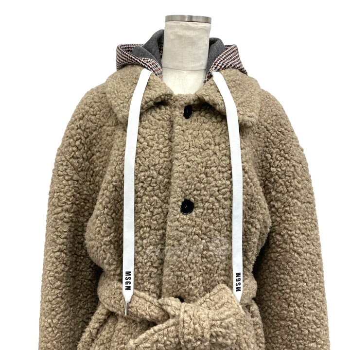 楽天市場】【中古】MSGMフーデッドボアコート ベージュ サイズ：44 