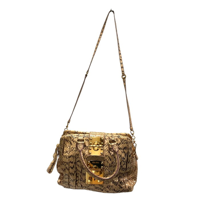 楽天市場】【中古】MIU MIUパイソン柄2WAYショルダーバッグ ベージュ 