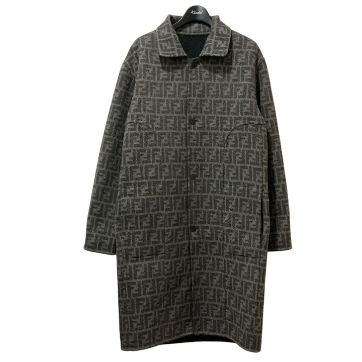 楽天市場】【中古】FENDI ズッカ柄 カシミヤリバーシブルコート グレー 