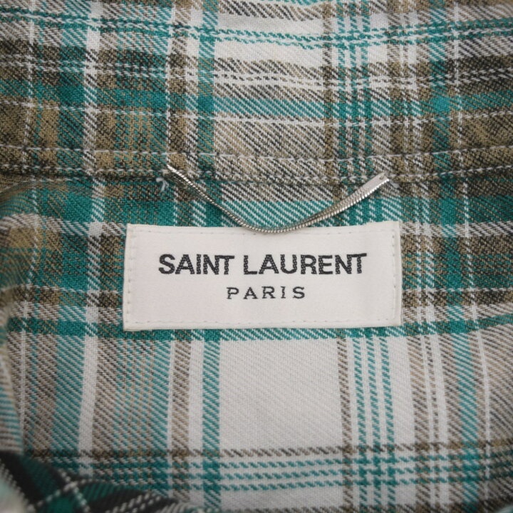 楽天市場】【中古】Saint Laurent Paris ブリーチ加工チェックシャツ 