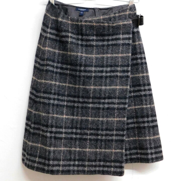 楽天市場】【中古】BURBERRY LONDON チェック柄ウールラップスカート 