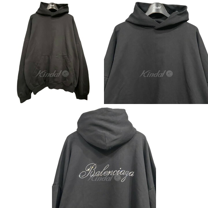 楽天市場】【中古】BALENCIAGAラインストーンロゴパーカー ブラック 
