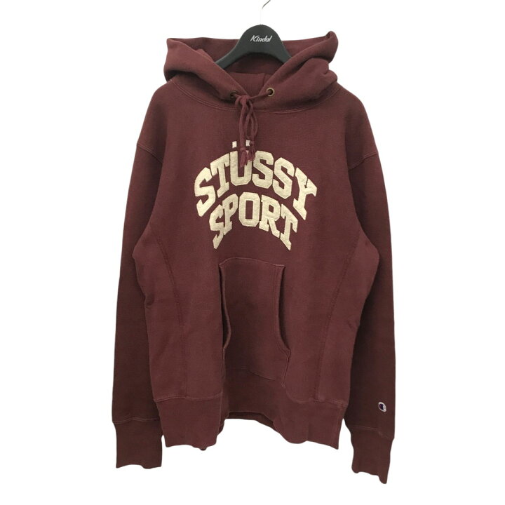 楽天市場】【中古】stussy×Champion REVERSE WEAVE パーカー ボルドー 