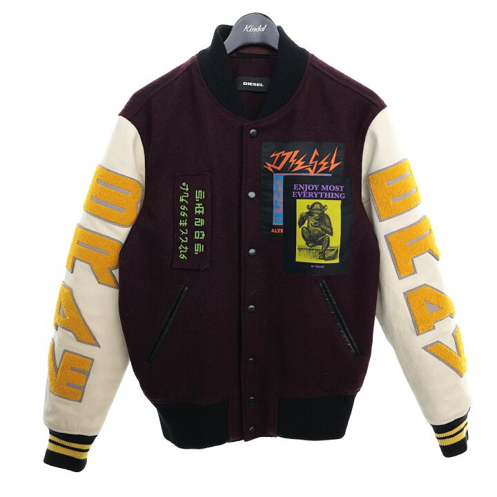 楽天市場】【中古】DIESELレザースリーブワッペンスタジャン ボルドー 