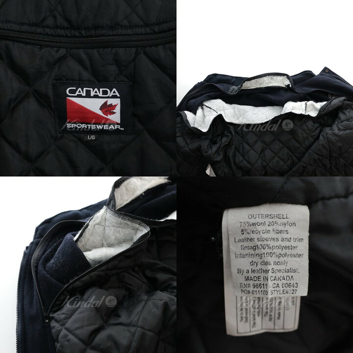 楽天市場】【中古】CANADA SPORTSWEARレザースリーブスタジャン ダーク  