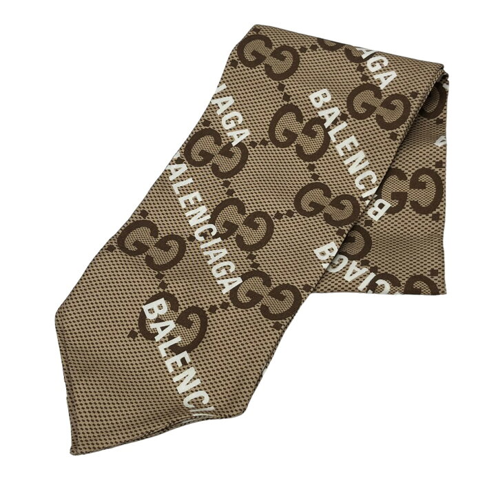 楽天市場】【中古】GUCCI × BALENCIAGA総柄スカーフ ブラウン サイズ 