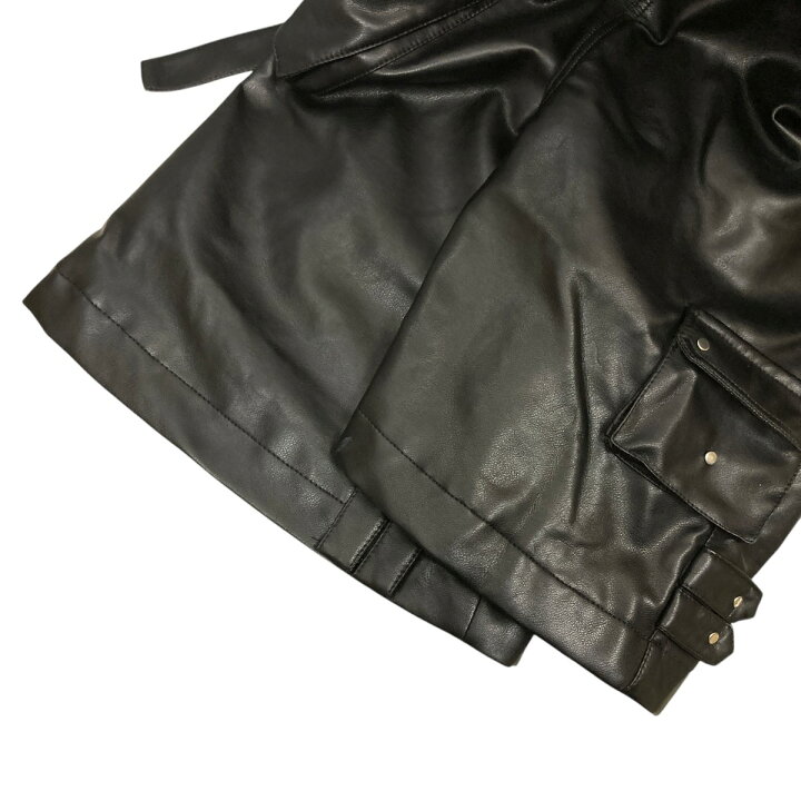 楽天市場】【中古】COZY WORLDWIDE レザーカーゴパンツ ブラック 