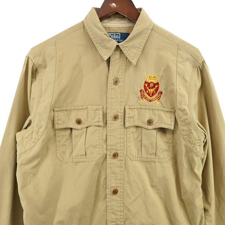 楽天市場】【中古】POLO RALPH LAUREN エンブレム刺繍シャツ ベージュ 