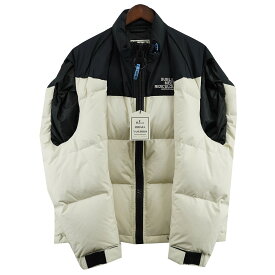 【中古】Maison MIHARA YASUHIRO23AW Hollowed-out Down Vest ロゴ ダウンベスト ブランド表記 ホワイト　実物(ブラック×アイボリー調) サイズ：46【価格見直し】