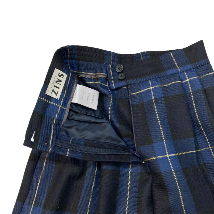 楽天市場】【中古】BERNARD ZINSチェック スラックス 413／A23 ブルー  