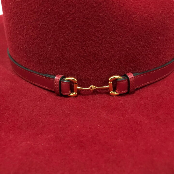 楽天市場】【中古】GUCCIホースビットハット 644474 レッド サイズ：L 