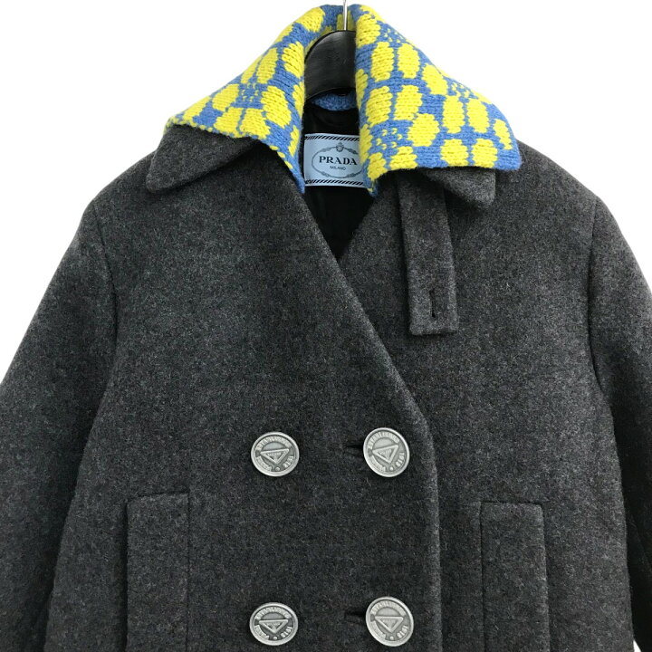 楽天市場】【中古】PRADAニットつけ襟カシミヤロングコート P679OL  