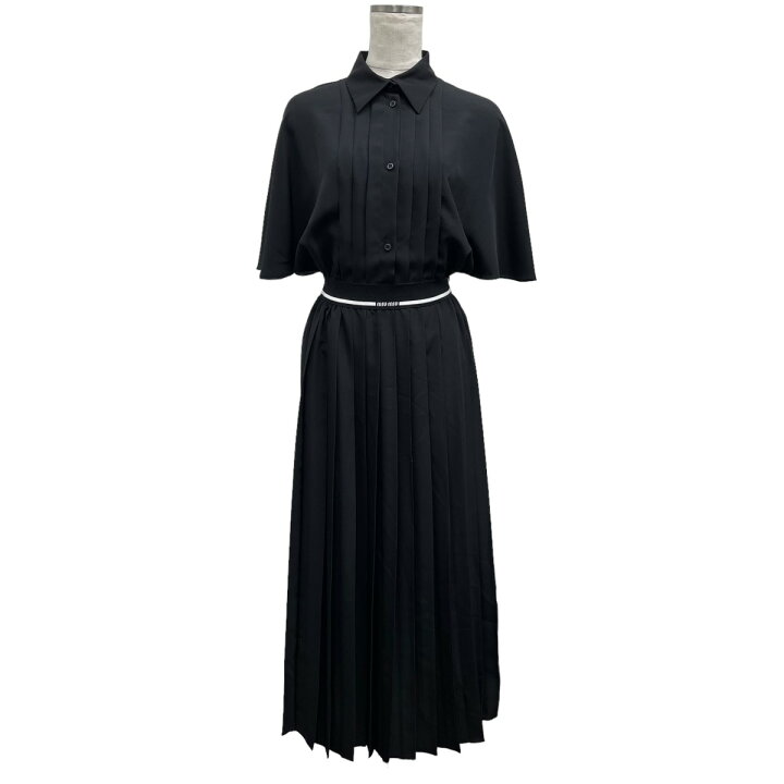 楽天市場】【中古】MIU MIU クレープ デ シン ミディドレス ブラック 
